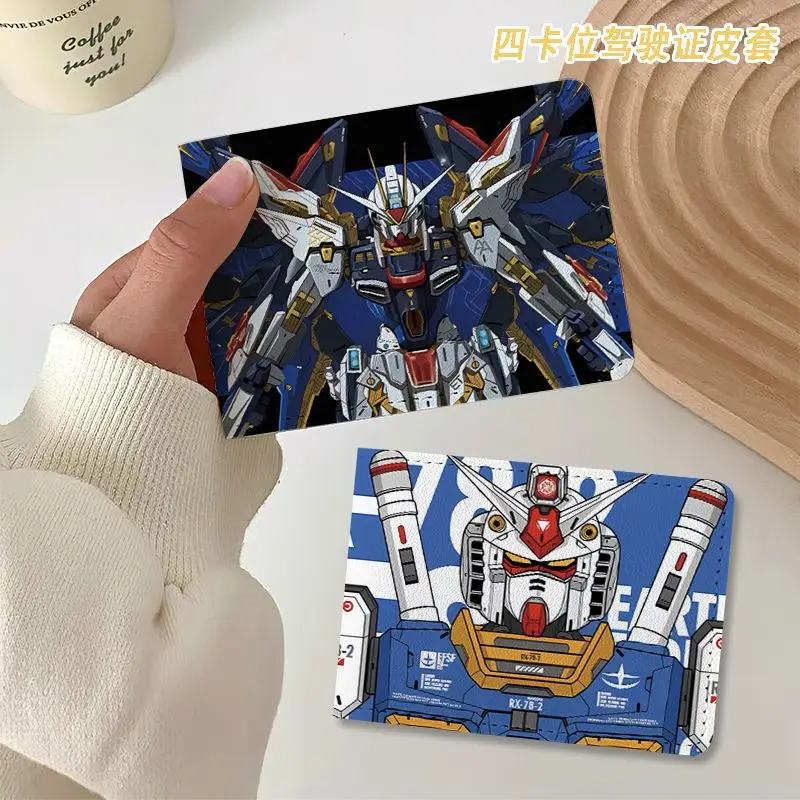 Gundam, tarjetero de cuero PU a la moda, caja para tarjetas de crédito bancarias de Anime, funda para tarjetas delgadas con múltiples ranuras, billetera para mujeres y hombres, funda para tarjetas de regalo
