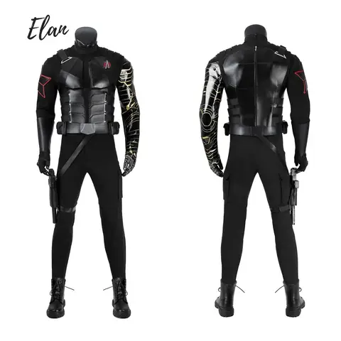 Preto bucky traje bucky barnes cosplay trajes de couro soldado colete camisa calças conjunto completo halloween batalha terno tamanho personalizado