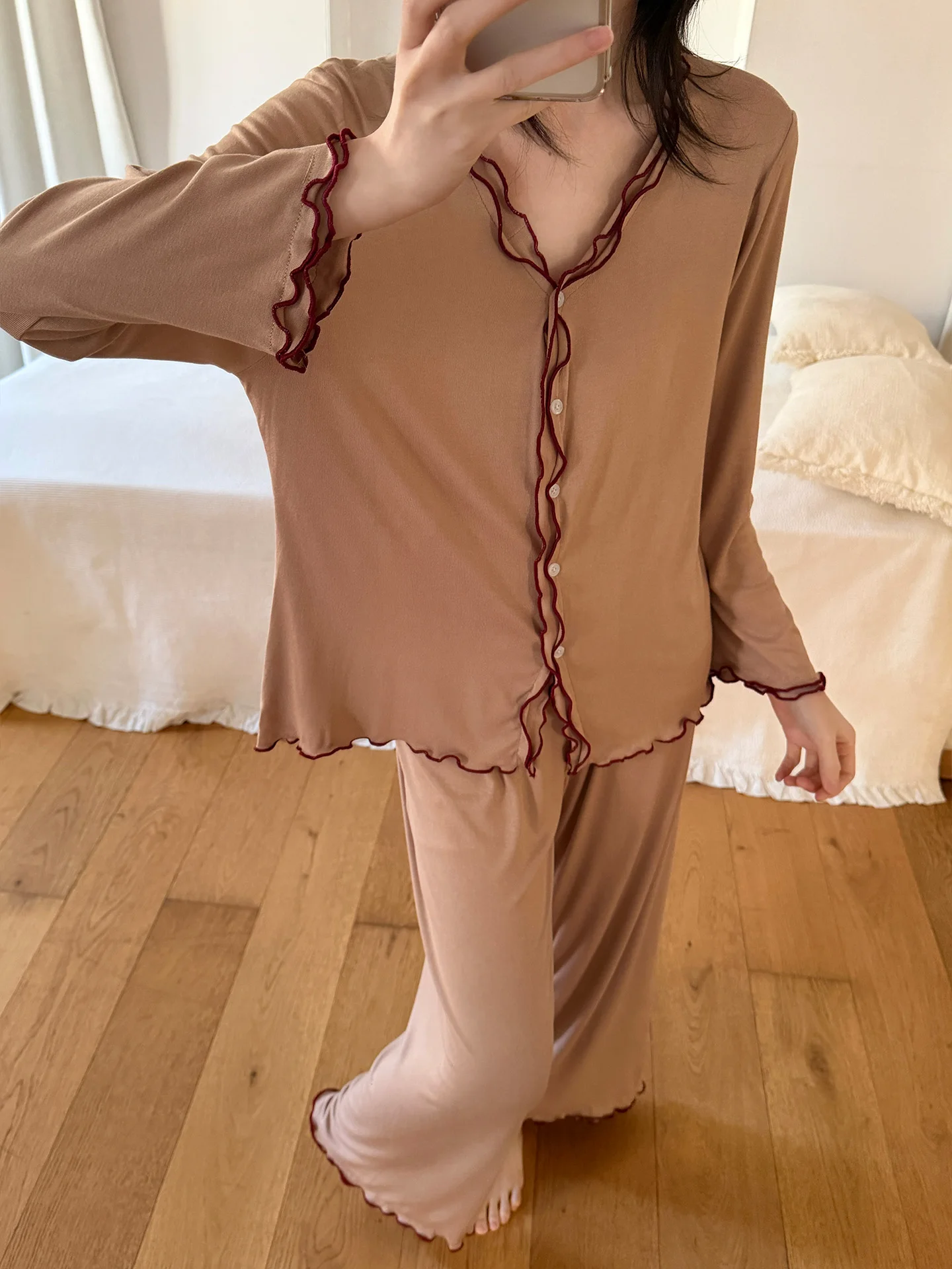 ele-long-sve-cotton-pajamas-set-women's-casual-home-wear-spring-autumn-outwear-possible-v-ne-comfortable-spwear