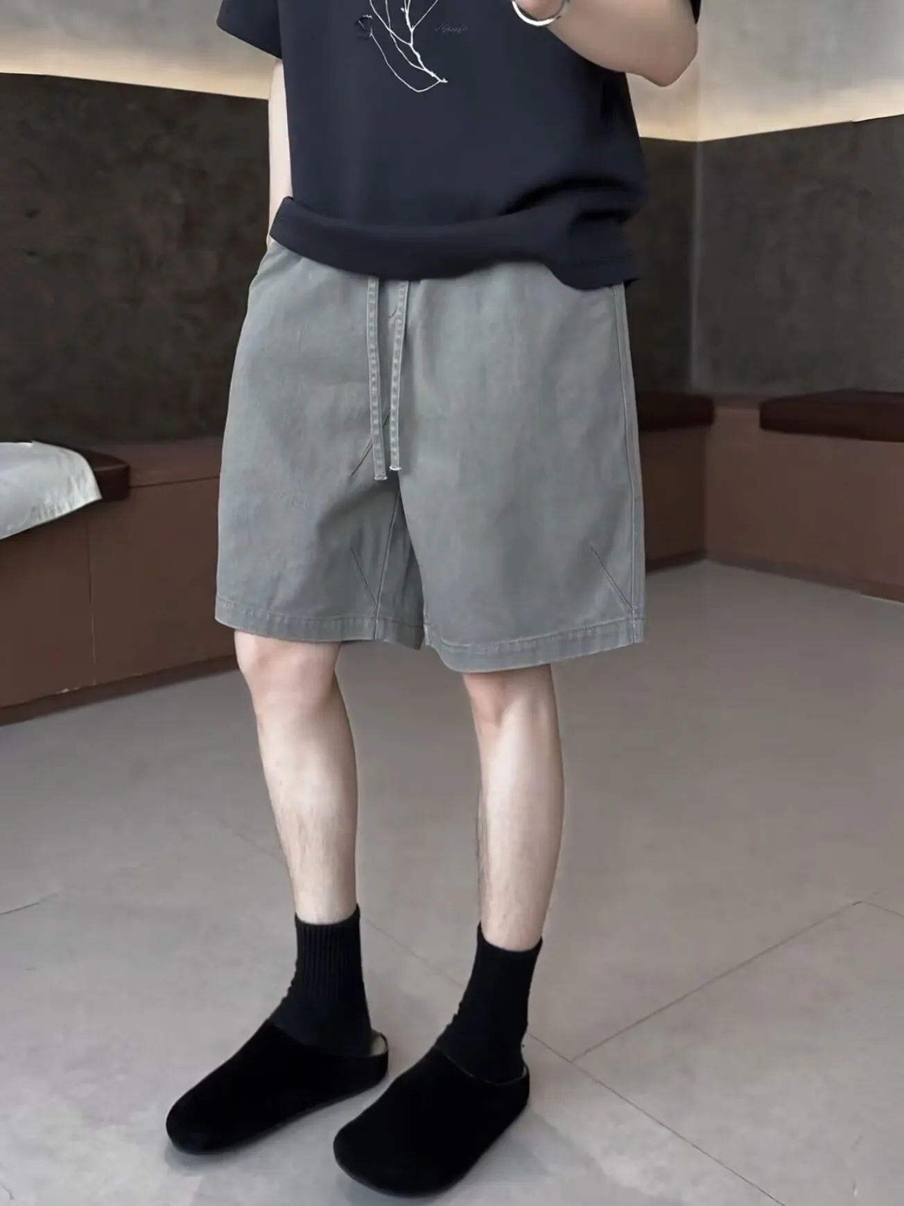 

Summer New Men's Casual Cotton Shorts Heavyweight Wrinkle-Resistant Loose Fit Versatile Sporty Five-Quarter Length Minimalist...