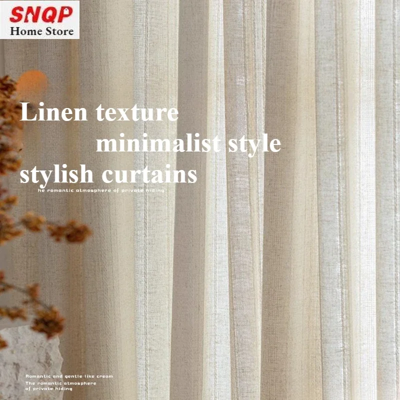 

Fashion Flax Vertical Woven Is Simple and Natural Three -dimensional Texture Curtains for Living Room Bedroom Dining Customiz