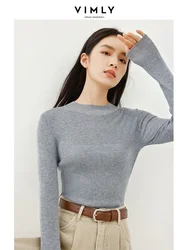 Vimly Silk Wool Blend Knit Sweater Women 2024 Spring Slim Pullover Knitwear Long Sleeve Thermal Tops Female Jerseys Jumper 16111