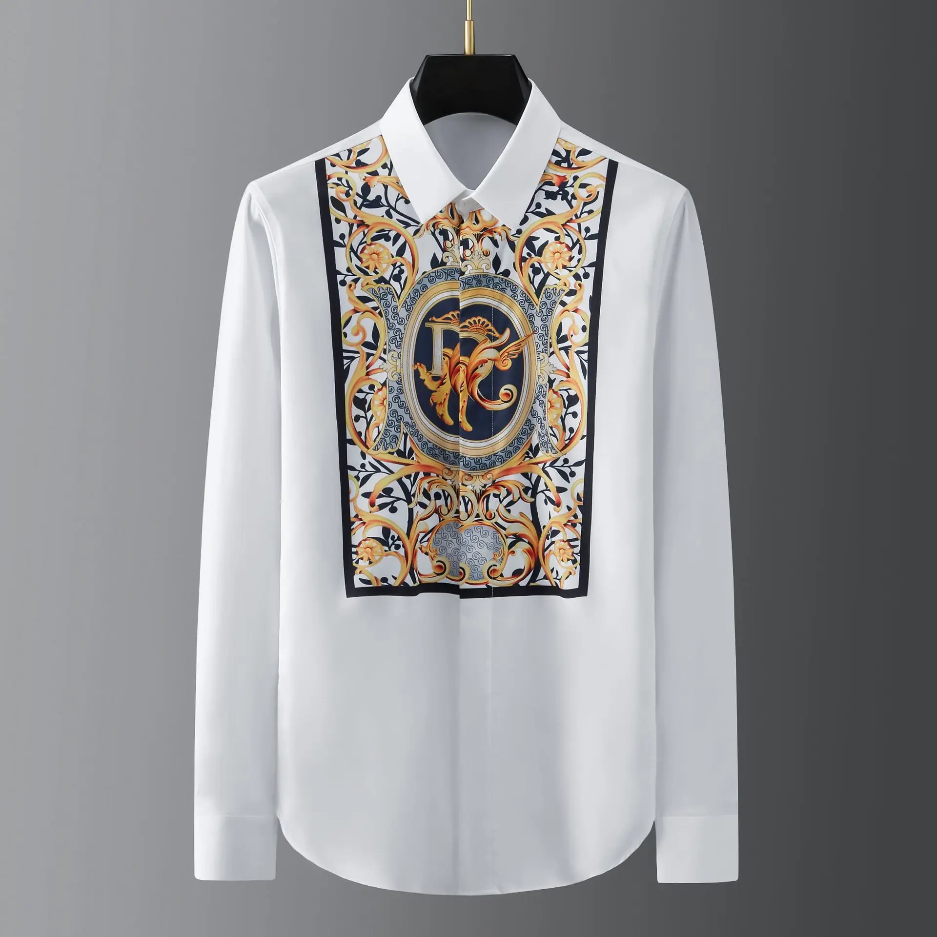 Retro Court Style Men's Shirt Luxury Social Party Banquet Dress Shirt Long Sleeve Casual Business Shirts Tops camisas masculino