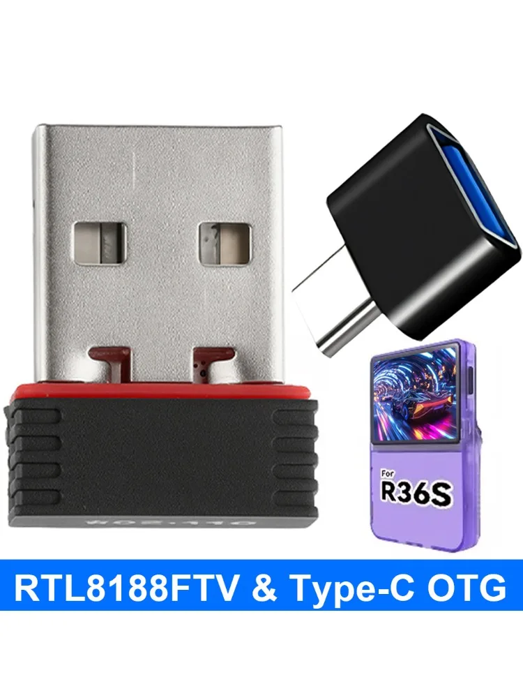 Pour Console de jeu R36S réseau WiFi RTL8188FTV Dongles USB et adaptateur USB OTG de Type C pour accessoires de Console de jeu R36S/R36H
