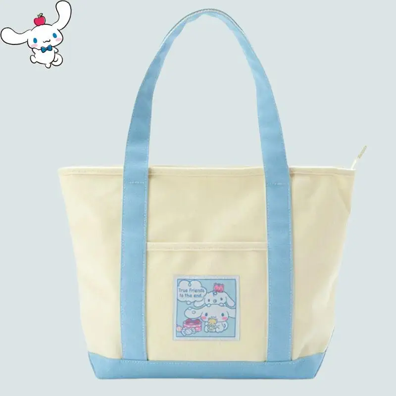 new Sanrio Student Canvas Bag Shopping Bag Tote Bag Shoulder Bag Hangyodon Cinnamoroll Girl Cartoon Travel Handbag Storage Bag