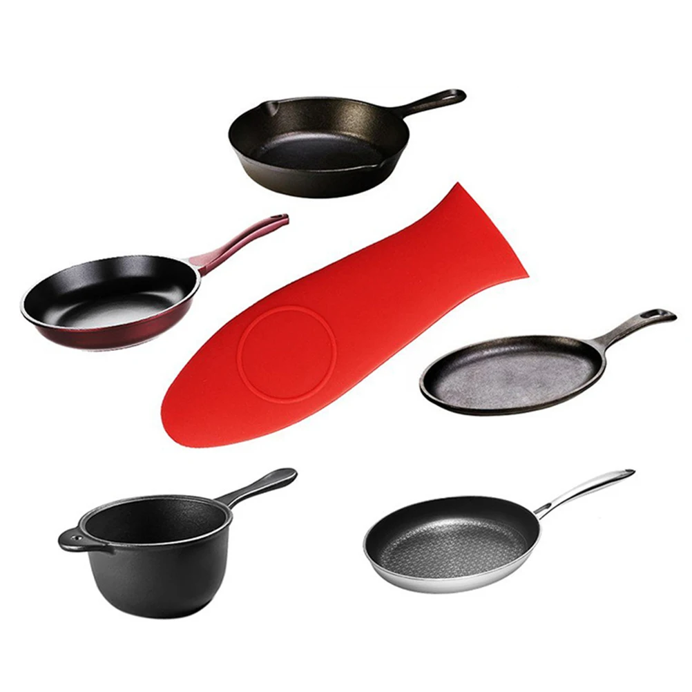 

2 pcs Silicone Pan Handle Cover Heat Insulation Anti-Scald Protection For Home Kitchen Use Compatible With Fry Pan Milk Pot Cast
