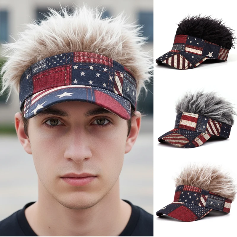 Fashion Men Wig Baseball Cap USA Independence Day Sun Hat Teenager Cap Spring Autumn Adult Hats