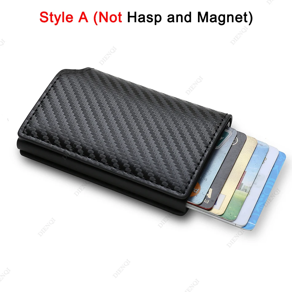 Carbon Fiber Slim Aluminum Men Wallet ID Credit Card Holder Mini RFID Wallet Automatic Pop up Bank Card Case Black Vallet 2023