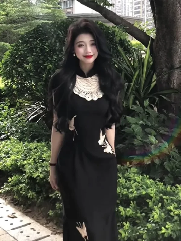 

Новая китайская Sle ретро улучшенная Dr женская летняя женская утягивающая длинная юбка большого размера с завязкой на талии красивая