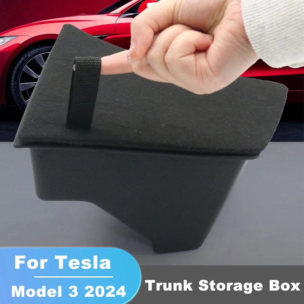 

For Model 3 2024 Car Trunk Side Storage Box Hollow Cover Organizer Flocking Mat Partition Board Stowing Tidying