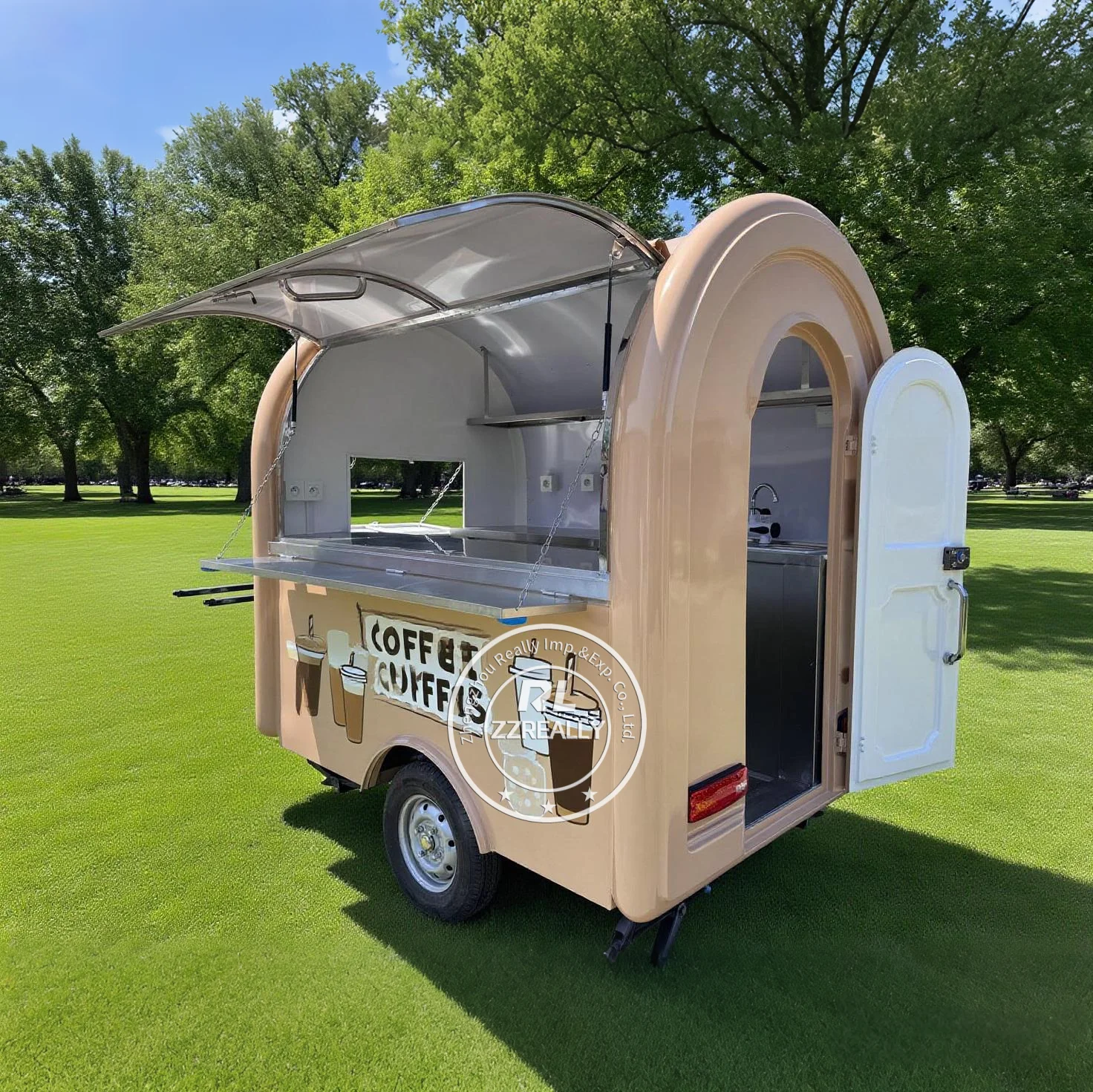 

Stainless Steel Catering Fast Food Truck Mobile Bar Fully Equipped Coffee Ice Cream Cart Van Mobile Food Trailer