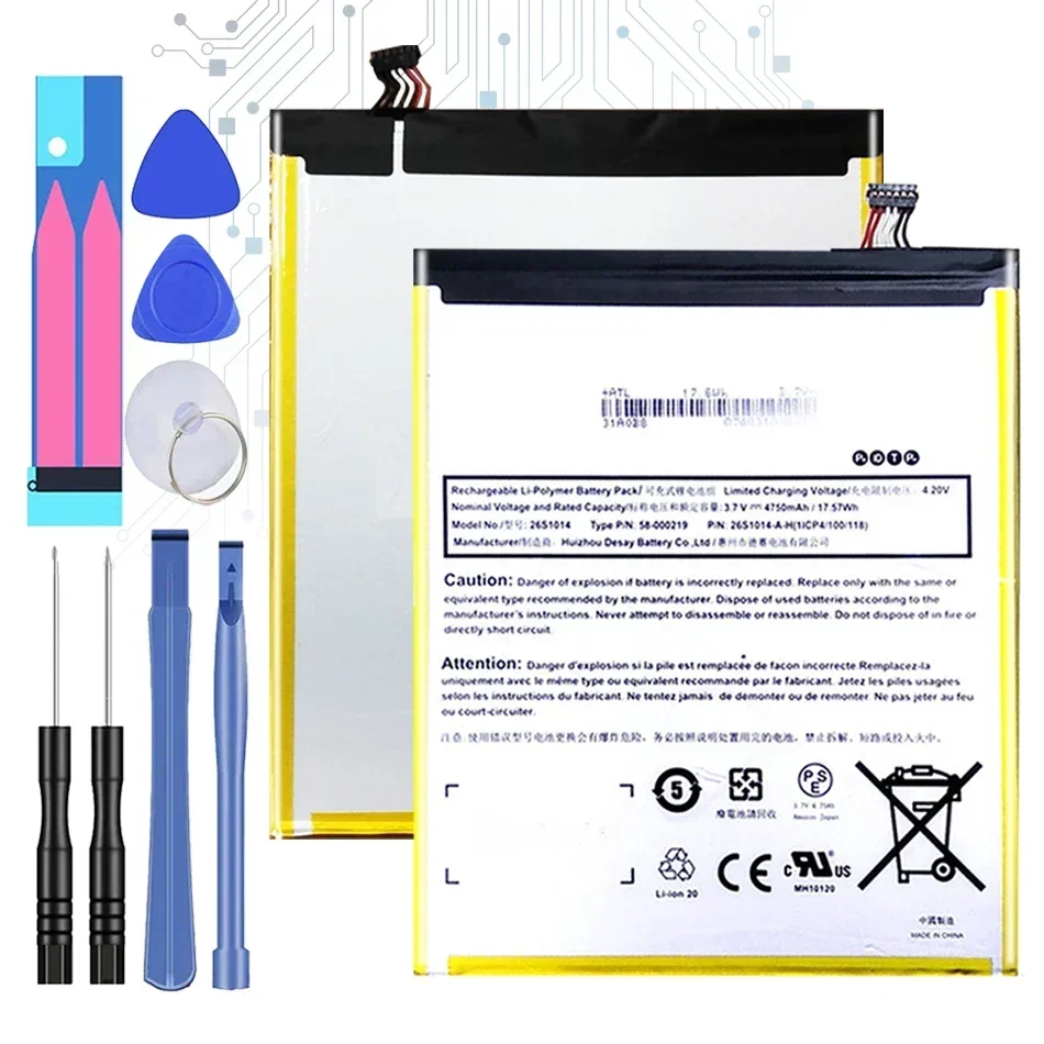 

26S1014 4750mAh Replacement Battery For Amazon Kindle Fire HD 8" 7th Gen SX0340T 2017 Tablet Pad 58-000219 58000219 Batteria