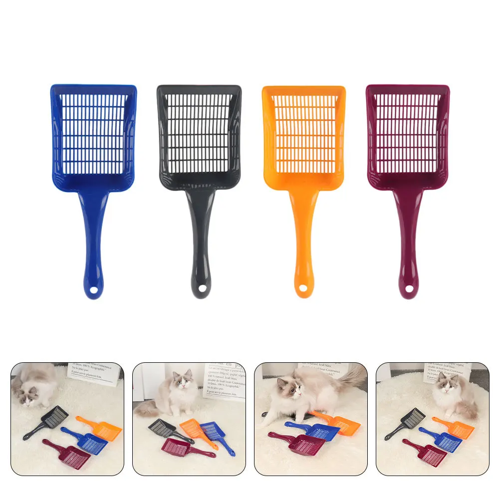 

4Pcs Cat Litter Scoops Plastic Shovel Hollow Design Efficient Pet Sand Cleaning Tool Cat Litter Scoop Pet Supplies