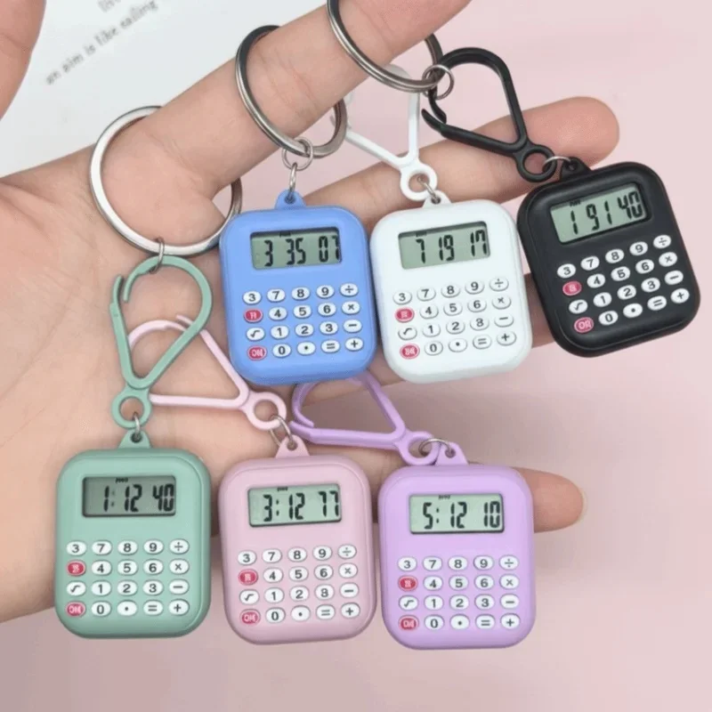 Multifunctional Mini Calculator 8 Digits Display Silent Button Electronic Calculator Lightweight Portable Keychain Calculator