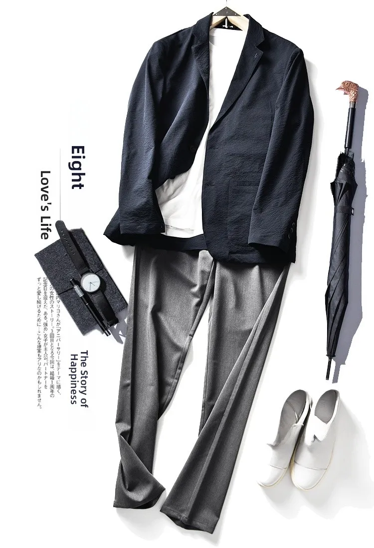 

Coolmax Men's Lightweight High Elastic Casual Single-breasted Suit Jacket Spring Summer Fashion Urban Style Long Sleeve Busin...