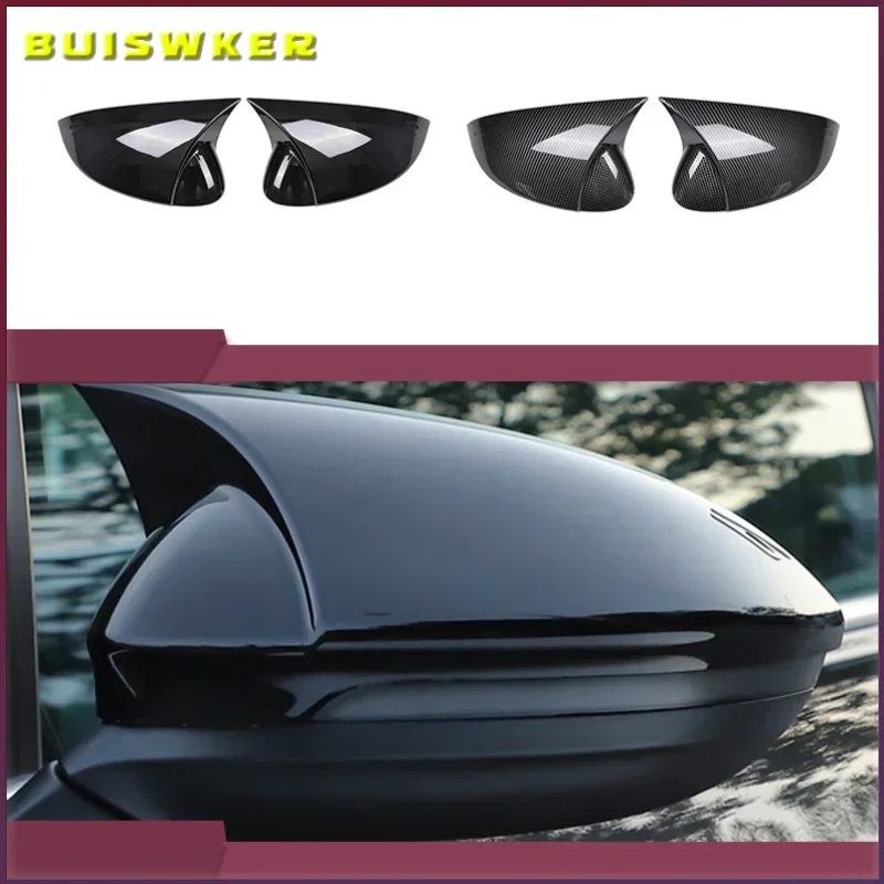 Car Rearview Mirror Cover Cap Carbon Fiber Black For VW GOLF 8 MK8 2020 2021 Support Lane Change Side Assist Blind Spot Assist