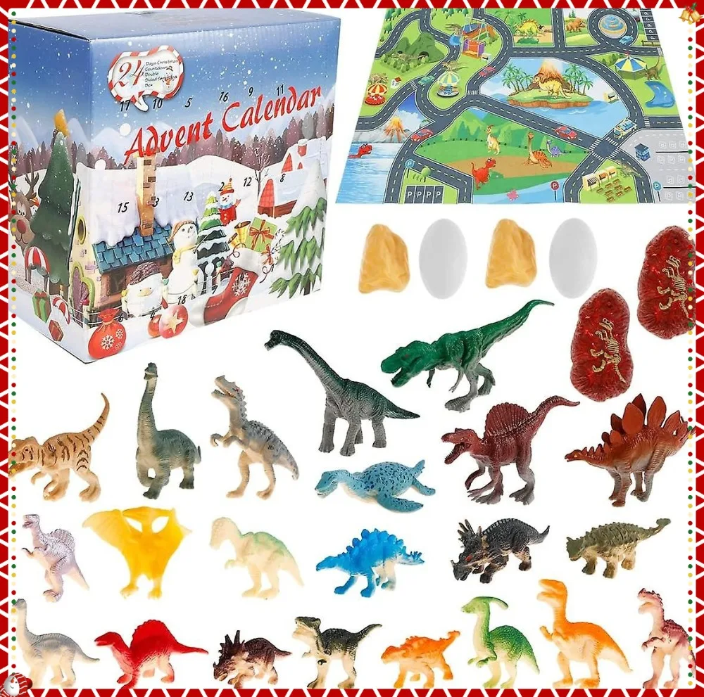 

2025 Christmas Advent Calendar 24 Days Countdown Dinosaur Set Christmas Decoration Blind Box Diy Dinosaur Toy Surprise Blind Box