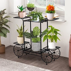 Großer Metall pflanzenst änder Innen 6 Tier Garten wagen Pflanzen halter Schmiedeeisen Pflanzen Display Regal Rack Outdoor Dekoration Garten