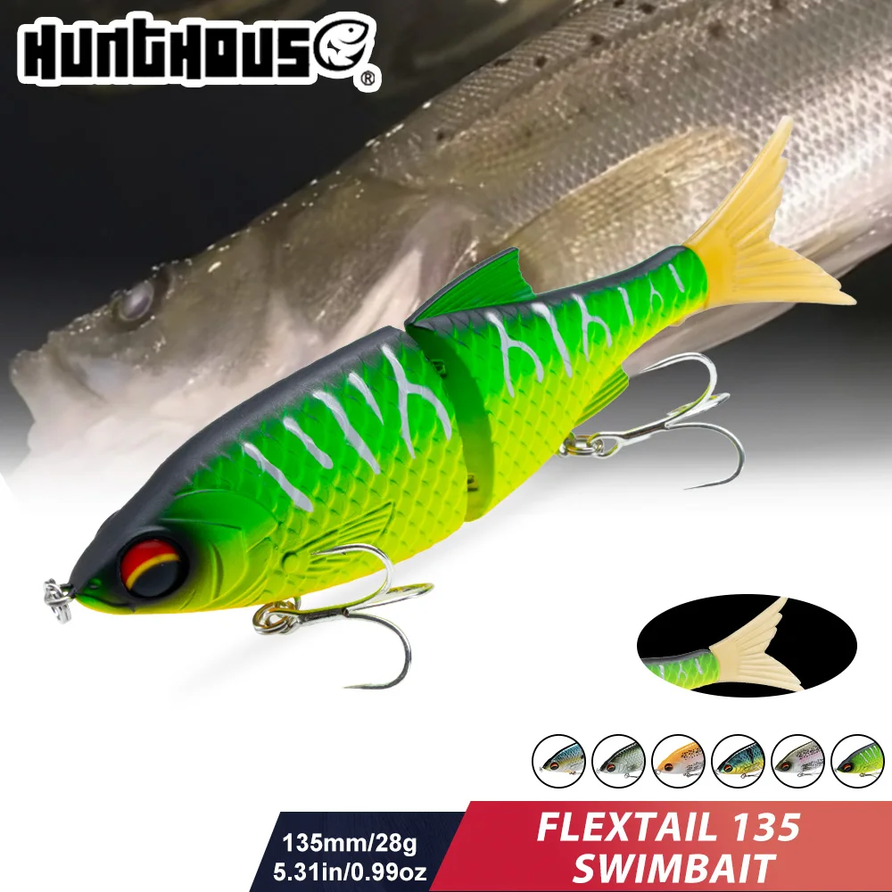 Воблер Hunthouse FLEXTAIL 135 Pencil Swimbait, 135 мм/28 г, 2-секционный, тонущий, для морской рыбалки на сибаса