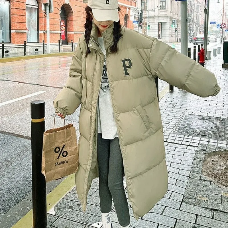 2023 New Women Down Jacket Winter Coat Female Mid Length Version Parkas Loose Thick Warm Outwear Fashion Simplicity Overcoat