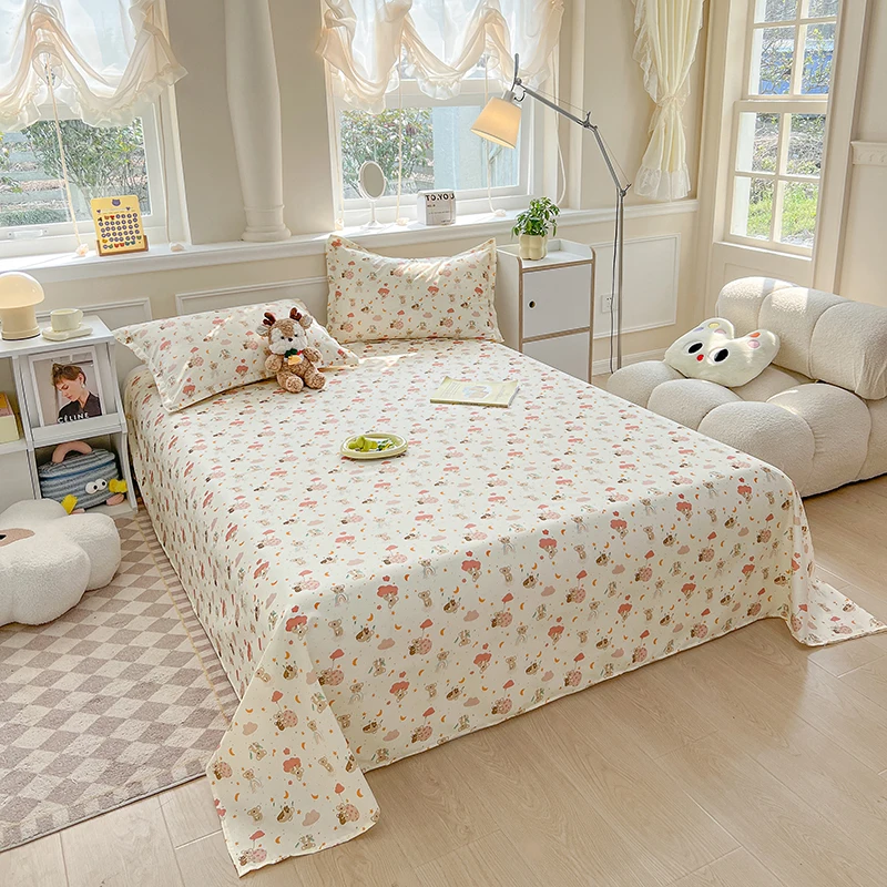 1 printed sheet floral Nordic style Single Double bedding Single Student dormitory bedding (pillowcase not included)