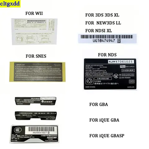 게임 콘솔 스티커 뒷면 교체, GBA, iQUE GBA, iQUE GBASP 쉘 명판 라벨, 3DS/3DSXL/NEW3DSLL/NDSIXL, 1 개