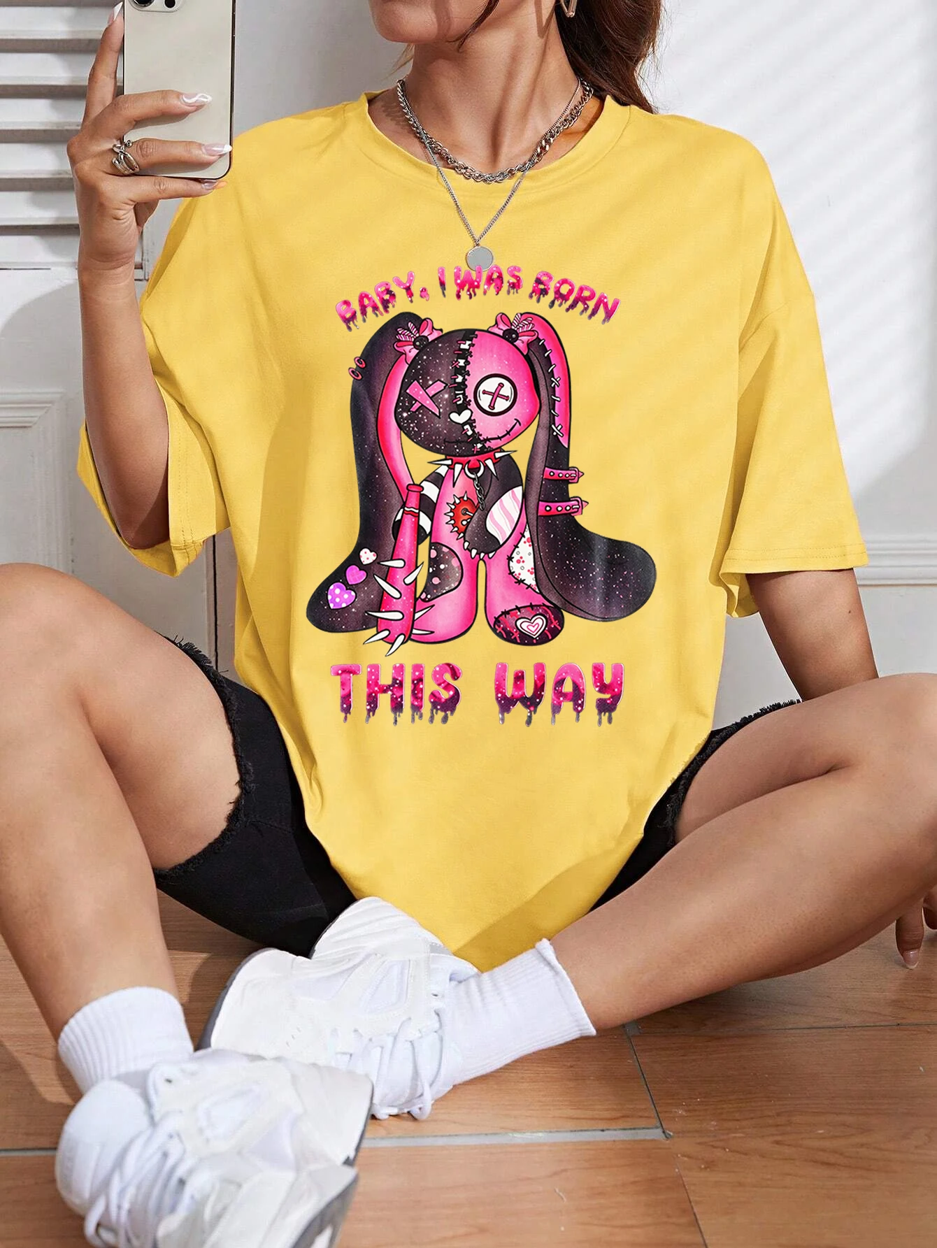 Handsome Puppet Rabbit Printing Teesclassic Style Cosy Womens T Shirts Sporty Soft Clothing Trendy Easy Maintenance Short Sleeve