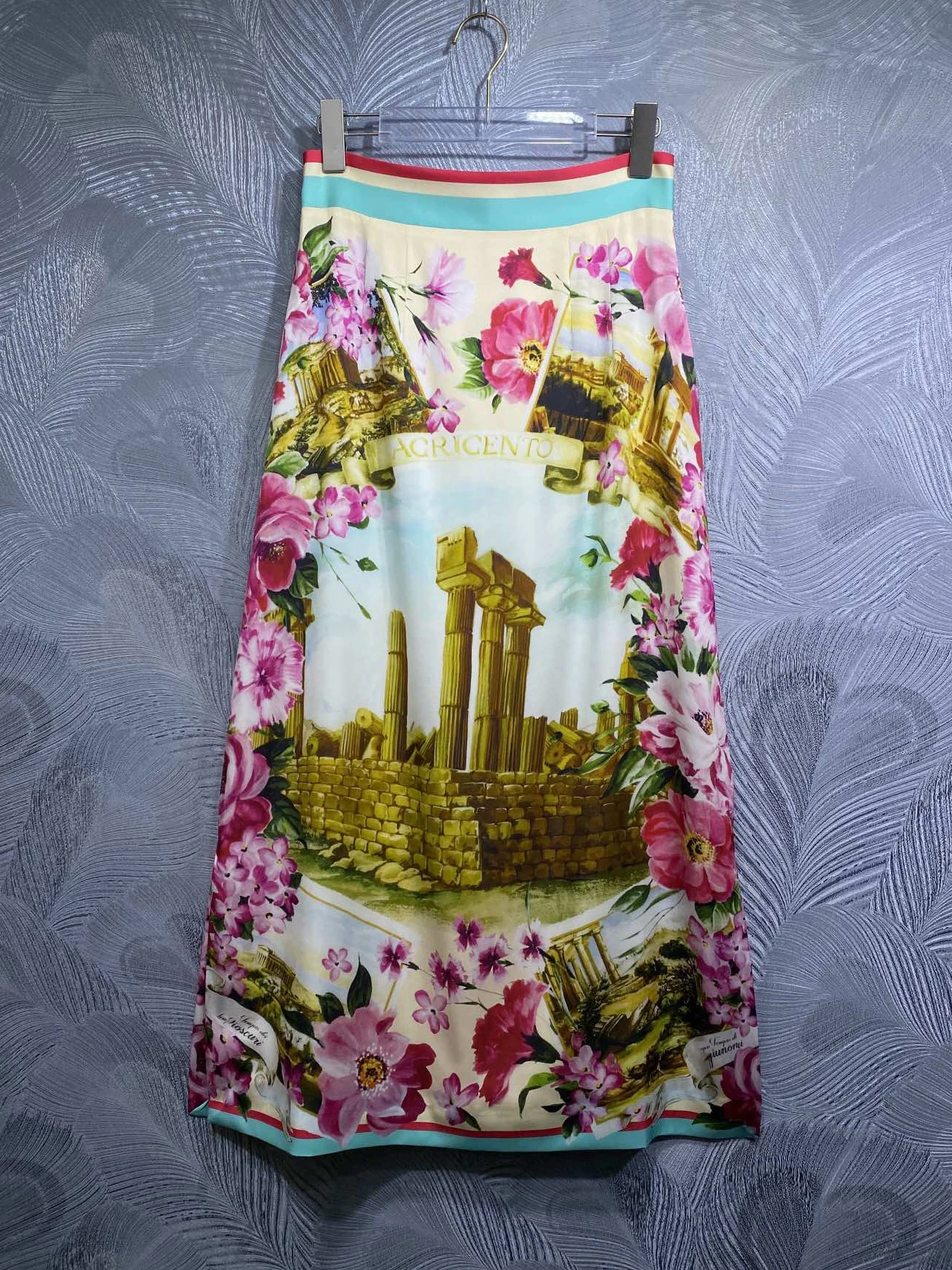 

SEQINYY Elegant Midi Dress Summer Spring New Fashion Design Women Runway High Street 100% Silk Vintage Flower Print Sicily