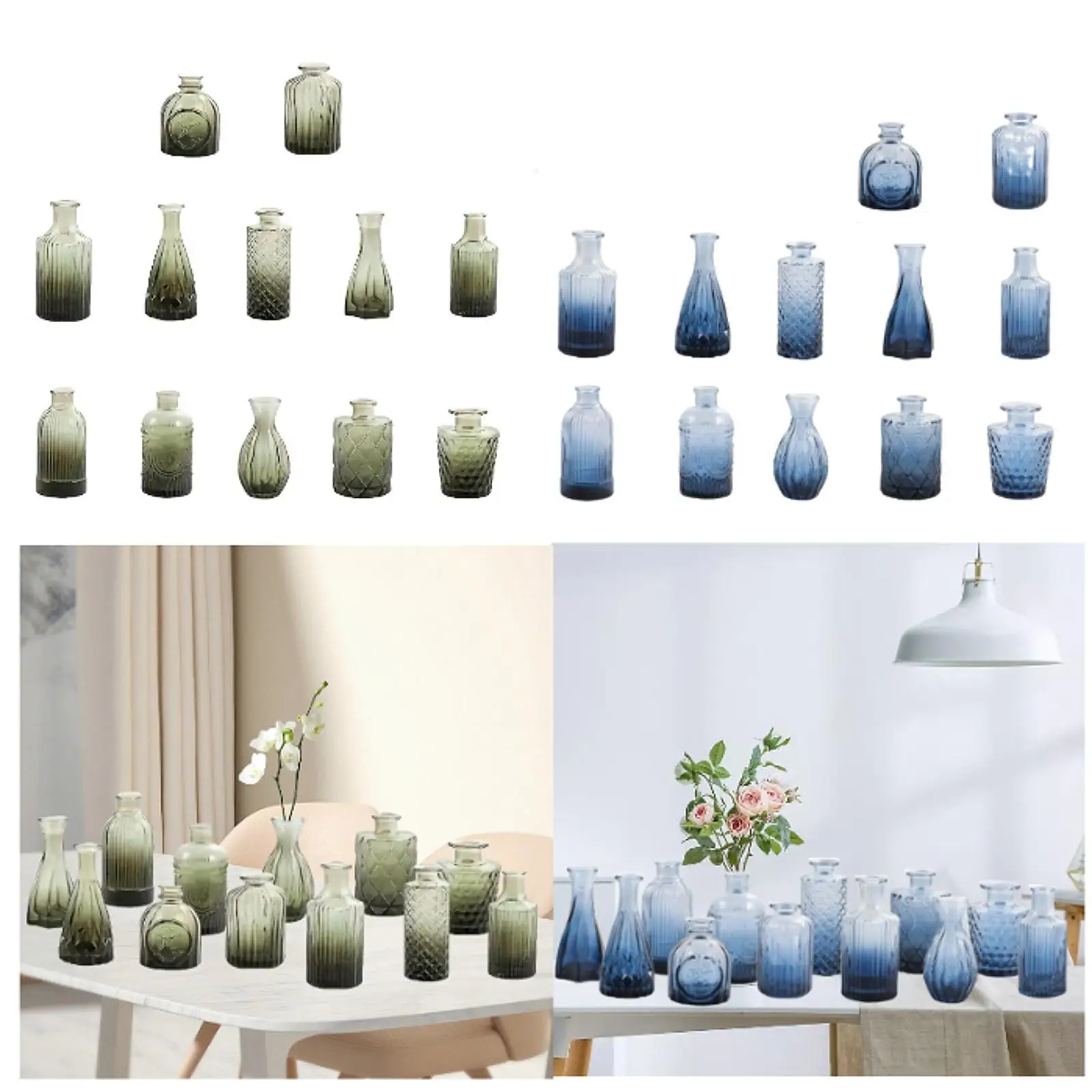 12x Glass Bud Vases Minimalism Lightweight Housewarming Gift Floral Accessory for Indoor Living Room Balcony Kitchen Cabinet