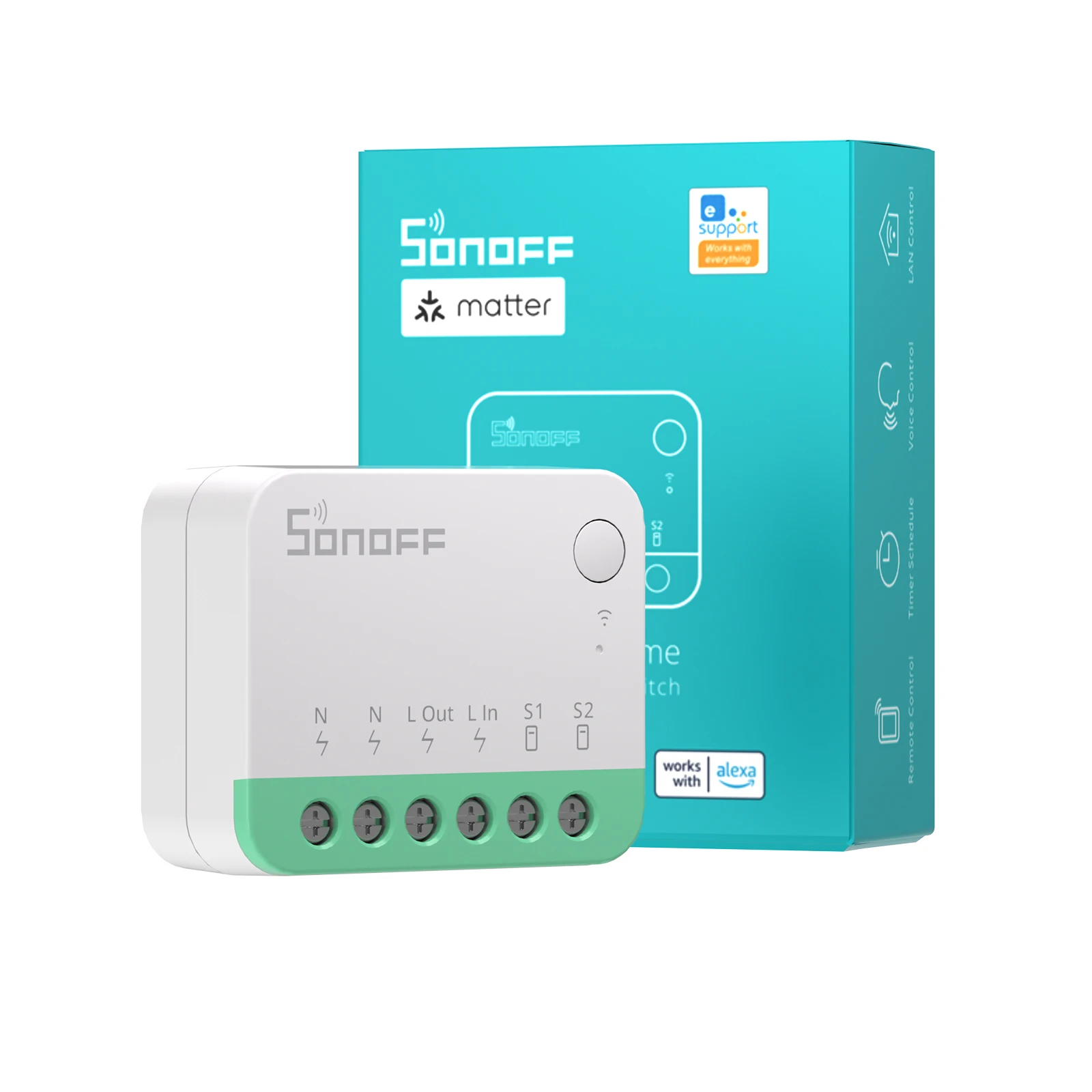 

SONOFF MINIR4M Wi-Fi Smart Switch Matter Беспроводной контроллер Wi-Fi Универсальный выключатель Умный дом работает с Alexa Google Home