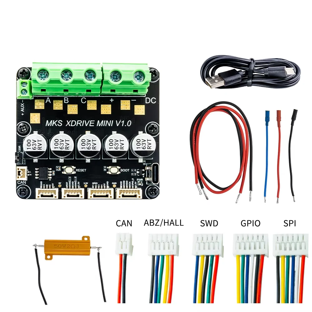 MKS XRIVE MINI High-Precision Brushless Servo Motor Controller, Based On ODrv V3.6 with AS5047P on board