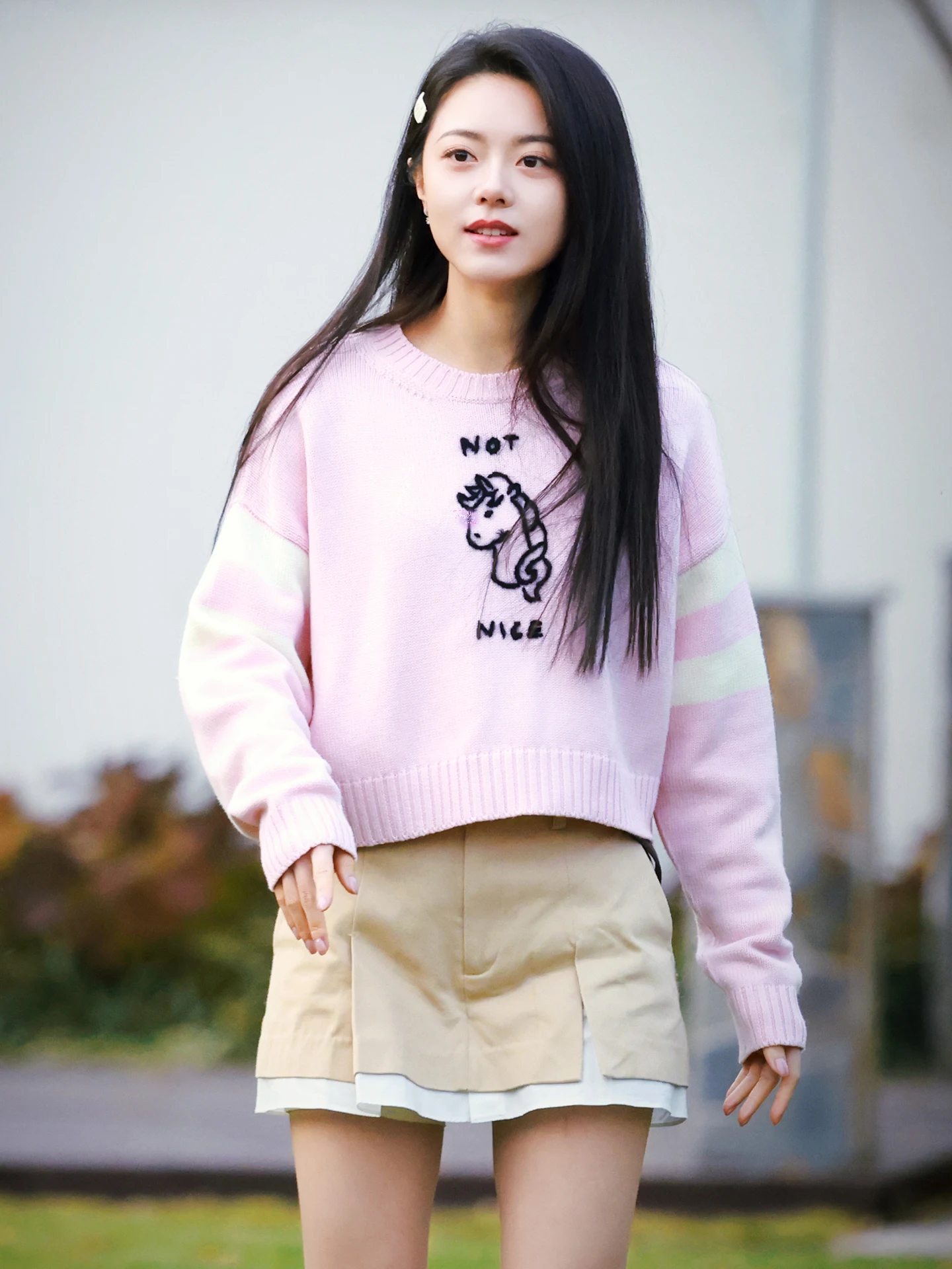 

Вязаный свитер Zhao Jinmai для женщин, розовый, с звездами, молодежный, удобный, из смесового хлопка, зимний, модный