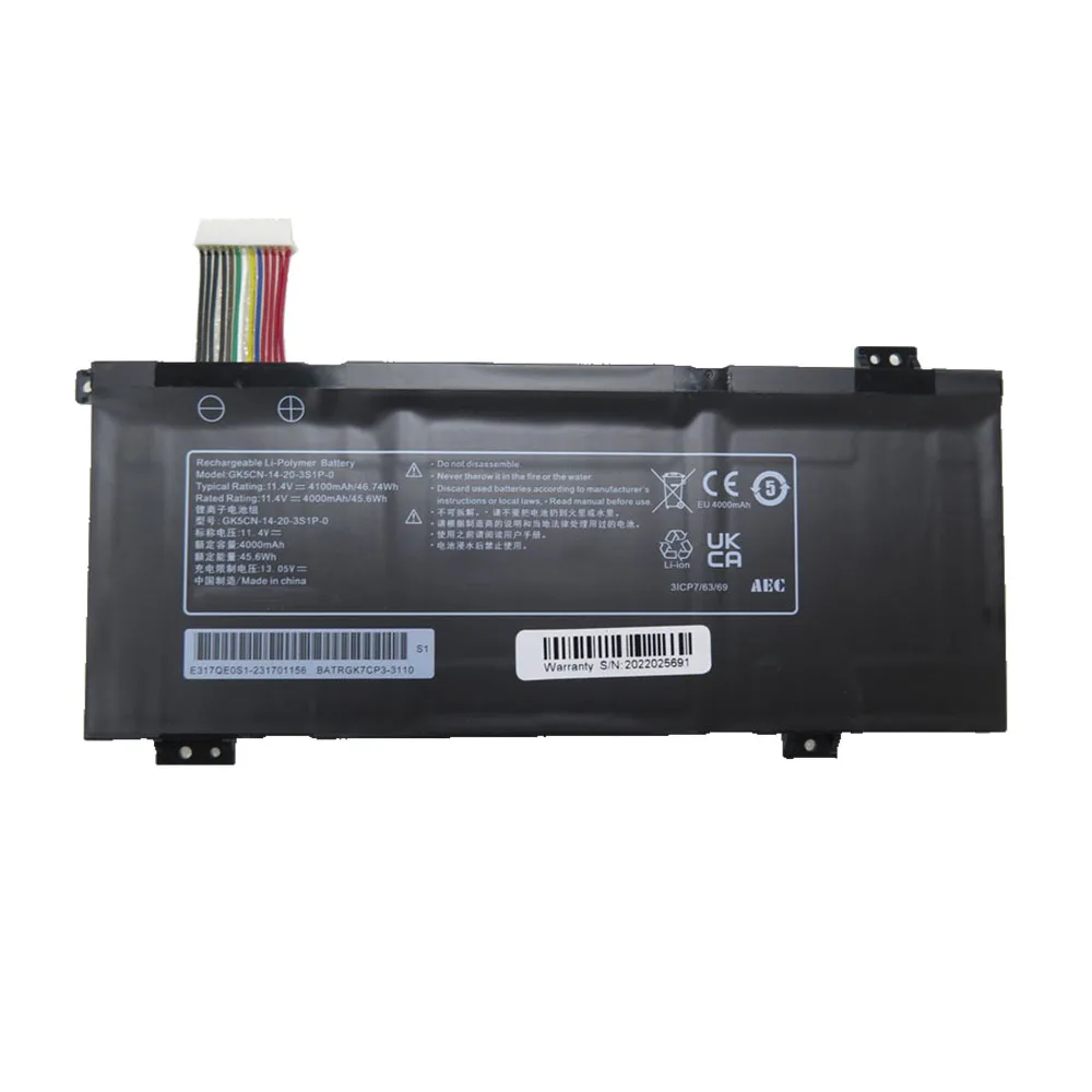 

Laptop Battery For MACHENIKE GK5CN-14-20-3S1P-0 11.4V 4000MAH 45.6WH