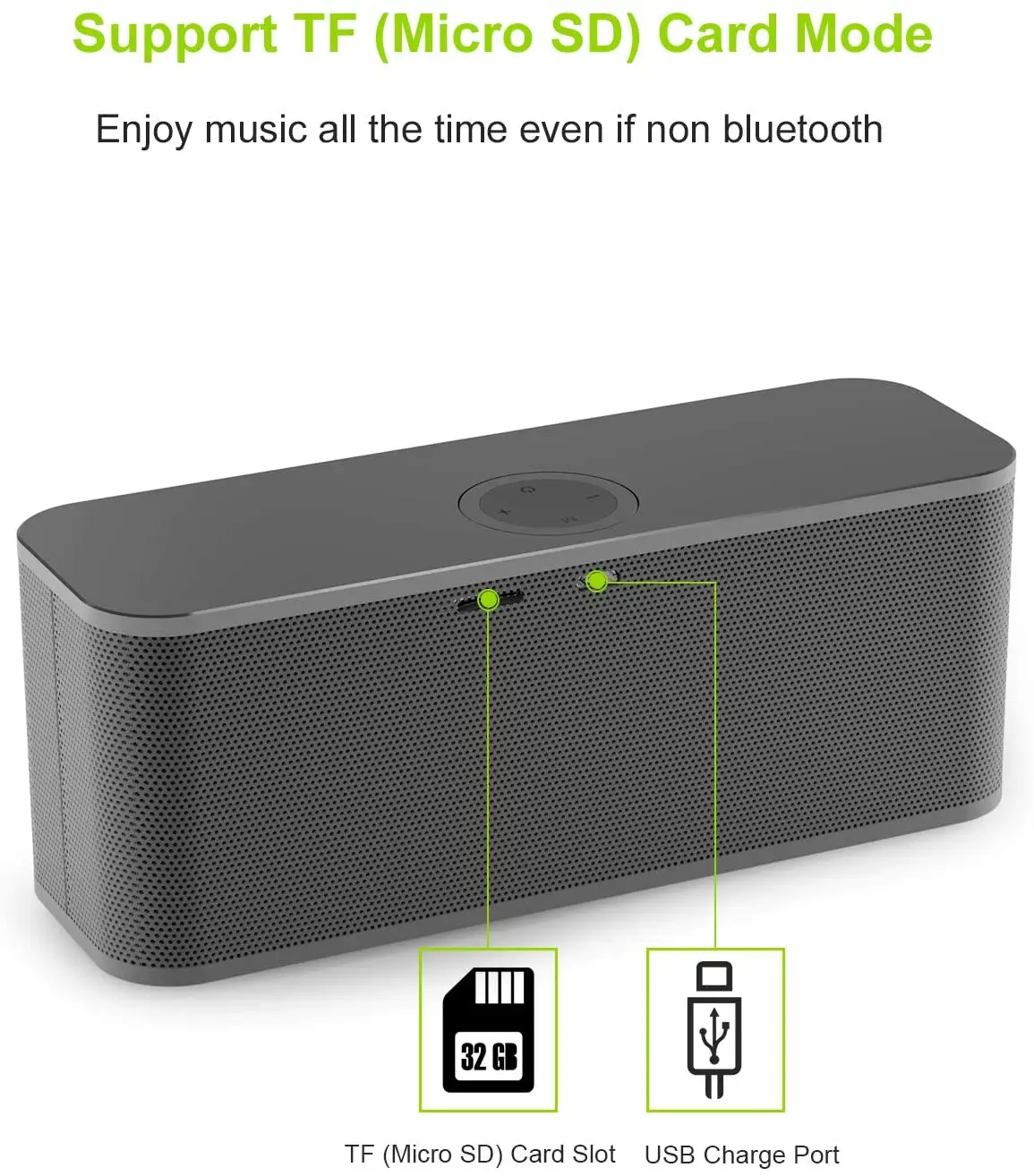 EWA Wireless TF Card Speaker 4000mA Ultra Long Playback Outdoor Portable Computer Bluetooth 5.0 Music Speaker