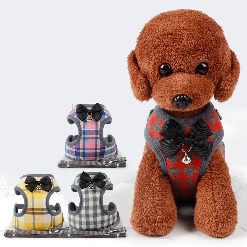 Dog Harness for Small Dogs Cats Bow Ties Pet Chest Vest Leash Adjustable Breathable Pet Harness And Leash Set Dog Accessories