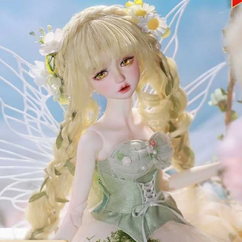 BJD 인형 1/4 펄 D 풀세트 (날개 포함) 플로럴 요정 디자인 풍만한 몸매 코티지코어 정원 의상 이상적인 수집가 선물 슈가파