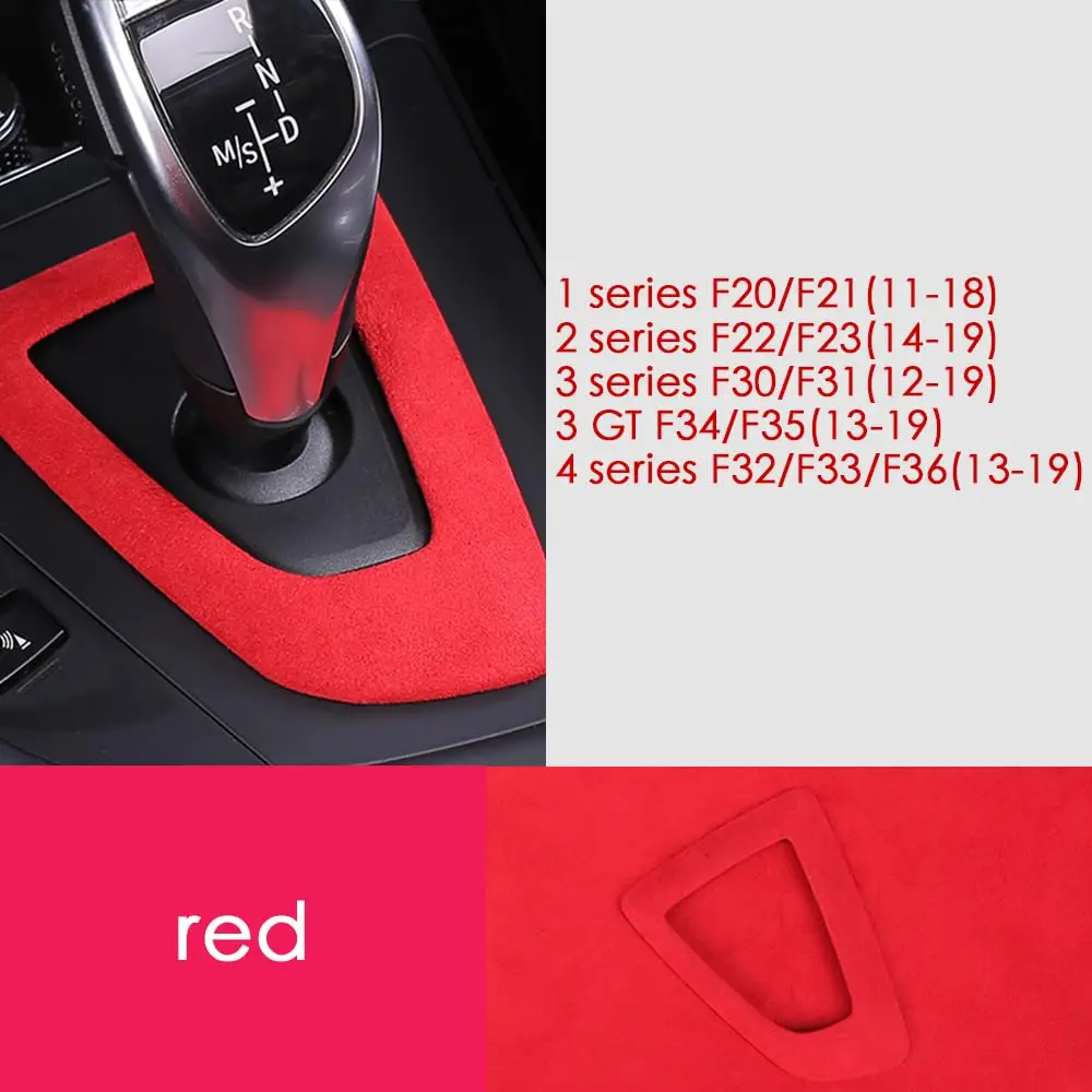 

Car Interior Suede Leather Gear Shift Panel Cover Trim for BMW F20 F21 F22 F23 F30 F31 F32 F33 F34 F35 F36... (RED)