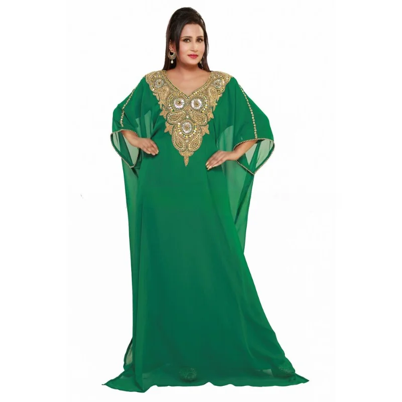 

Green Dubai Modern Abaya Jalbiya Islamic Arabian for Women Clothing European and American Fashion Trend