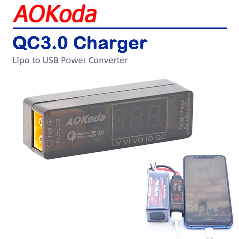 

AOKoda QC3.0 USB Fast Charger Overload Protection Short Circuit Protection Outdoor Mobile Phone Quick Charging Appliance