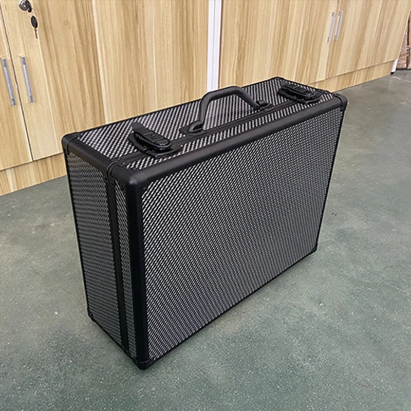 Carbon Fiber Tool Box Aluminum Tool Case Suitcase Equipment Hard Carry Bag Instrument Hard Case Portable Toolbox Durable B