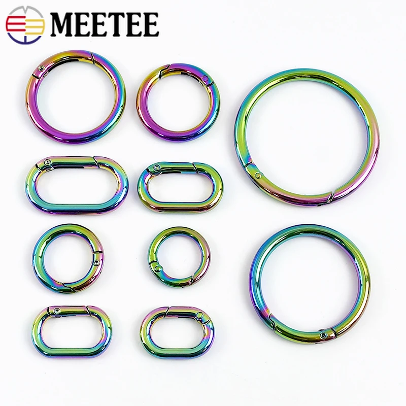

5/10Pcs Meetee 10-50mm Metal Buckles Openable O Ring for Keychain Carabiner Clip Bag Strap Spring Snap Hook Hardware Accessories