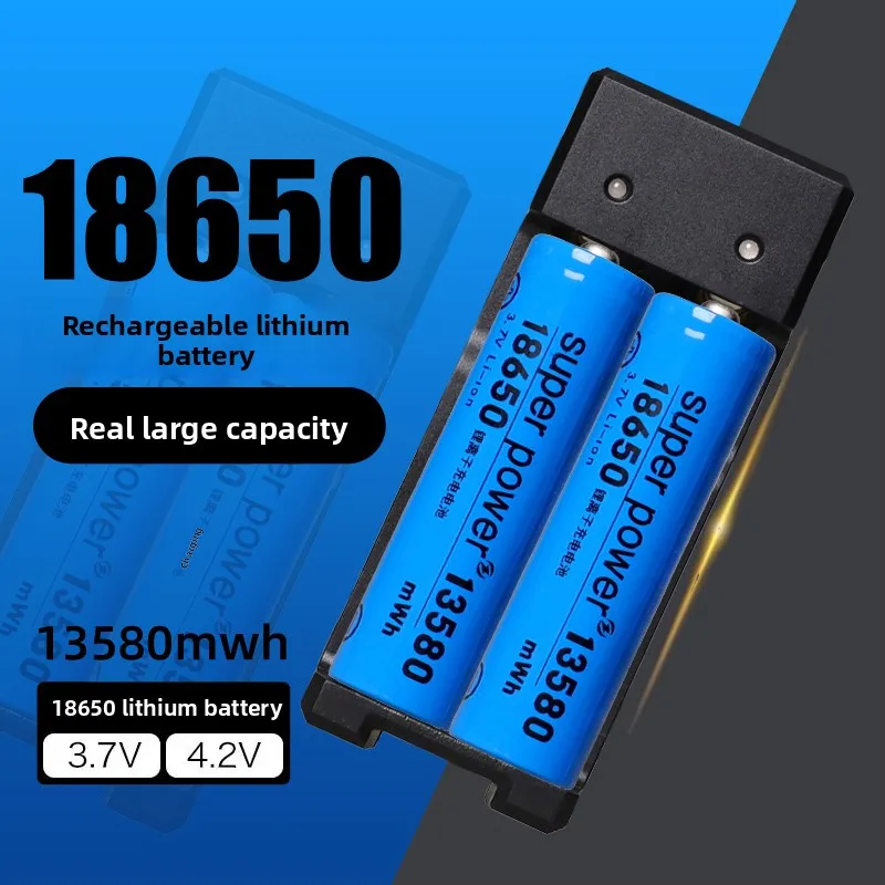 18650 Lithium Battery 3.7V High Capacity with 4.2V Battery Charger for Flashlight Headlamp Opera Machine Mini Fan