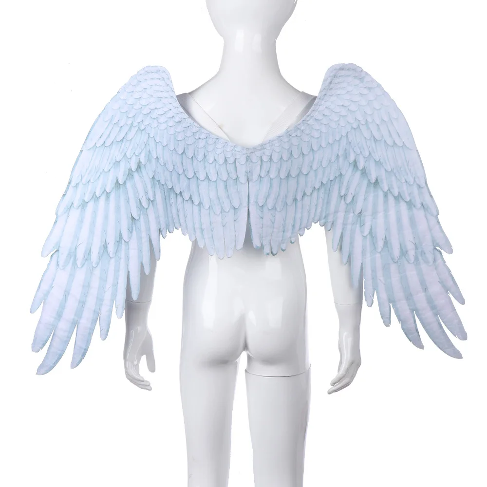 Kids Mardi Gras Celebration puntelli Print Wings Boys Girls Halloween Cosplay Black White Angel Wings Stage Show Wear