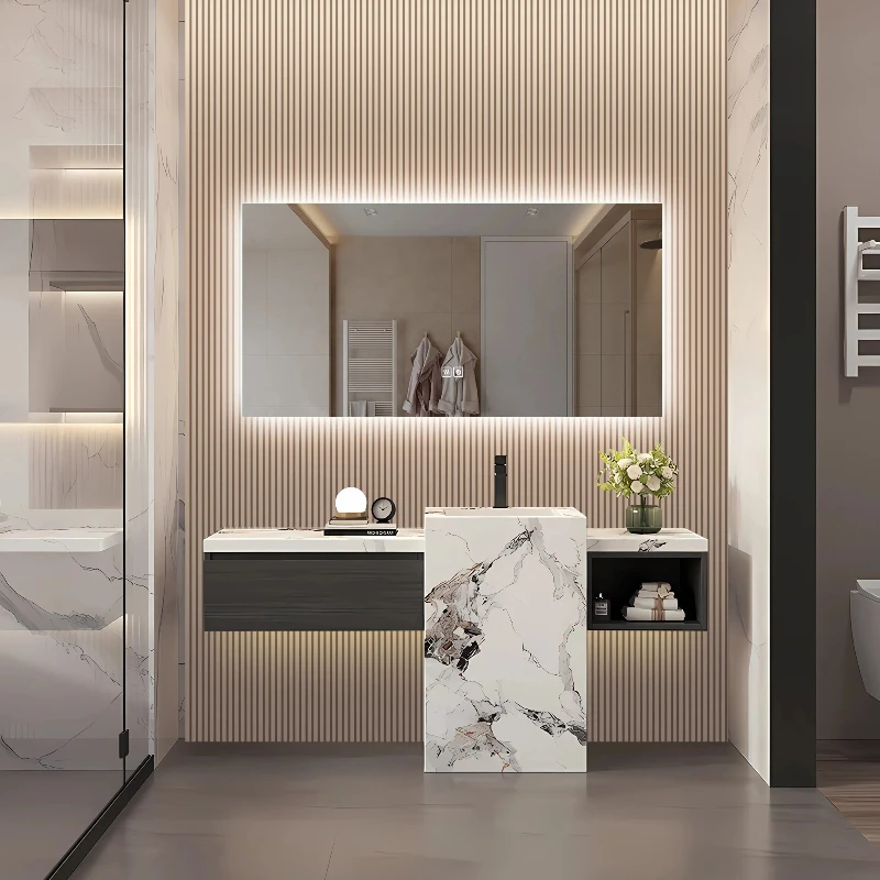 

Wall Mounted Sink Cabinet Bathroom Luxury Mirror Space Saving Bathroom Storage Rack Closet Muebles Bano Toilet Furniture