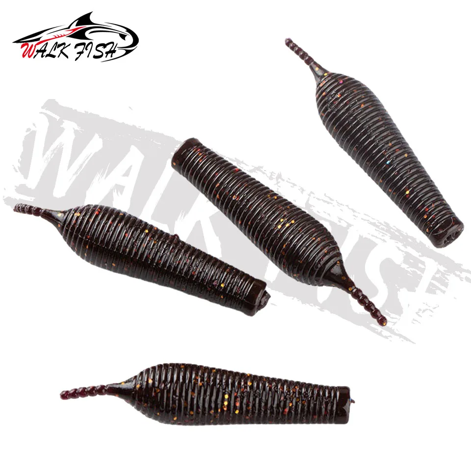 WALK FISH 6 uds 5cm 2,5g aguja flotante TPR Swimbait cola gusano de plástico suave señuelo de pesca de carpa cebo de lubina Artificial Wobblers