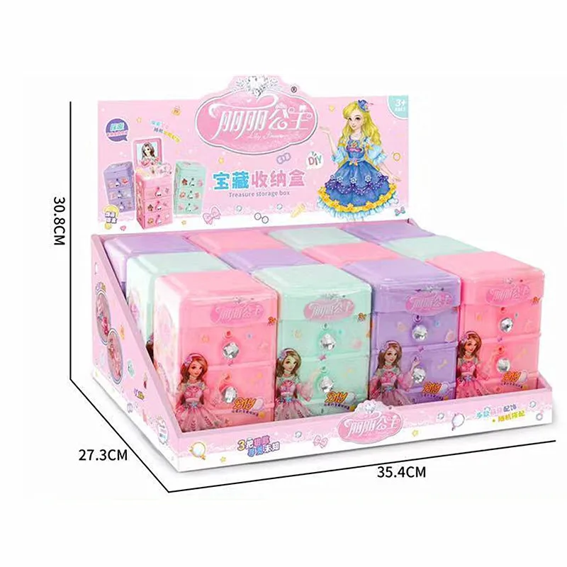 Princess Make-up Box Cute With Drawers Accessories Storage Box Toys For Children Princess Treasure Play House Display Box Toys