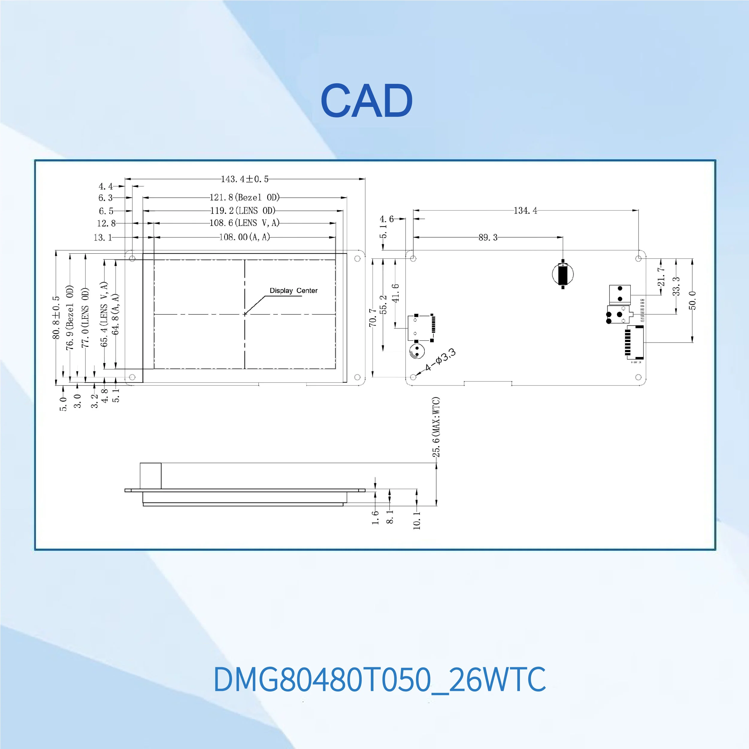 5.0-inch, 800*480 Pixels Resolution, 262K Colors, IPS, FSK Bus Camera Solution Screen,High Brightness DMG80480T050_26W