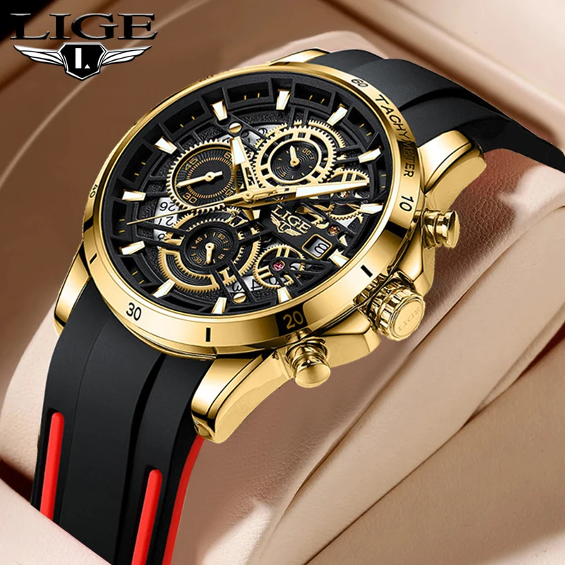 LIGE 2023 Fashion Watches For Women Ladies Luxury Brand Quartz Silicone Watch Women Casual Waterproof Chronograph Female Montre