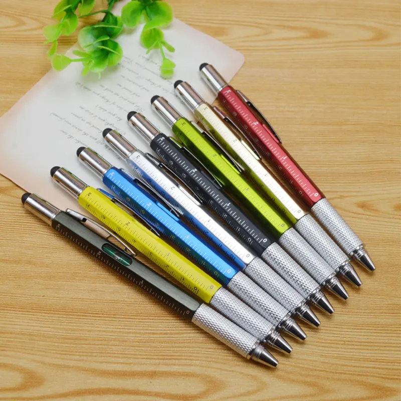 

64Pcs 6 in 1 Multifunction Ballpoint Pen with Handheld Tool Measure Technical Ruler Screwdriver Touch Screen Stylus Spirit Level