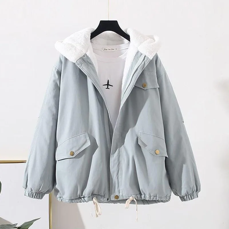 Biyaby Oversized Cotton Hooded Coats Women Winter Kawaii Loose Parkas 2024 New for Woman Casual Thickened Warm Jacket Female